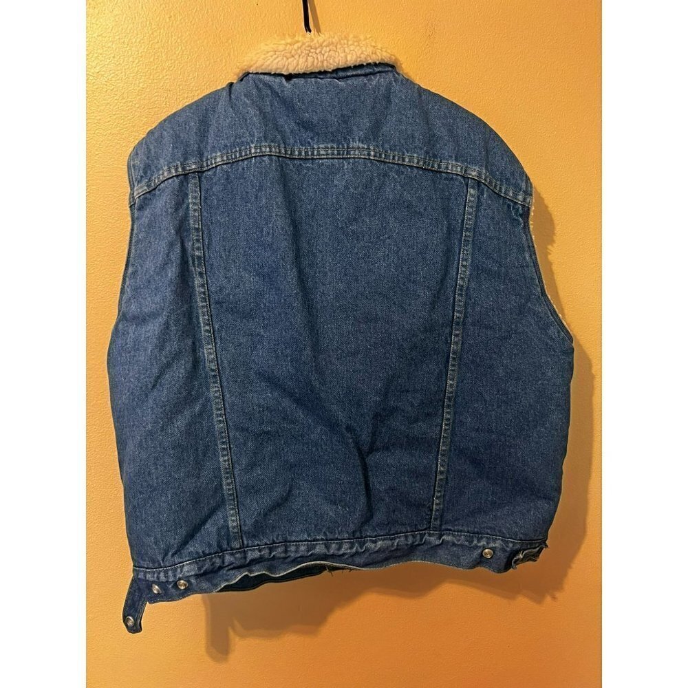 Men's Vintage USA Roebucks by Sears Denim Vest W/ Sherpa Lining Size L [EXCELLEN - Picture 2 of 6